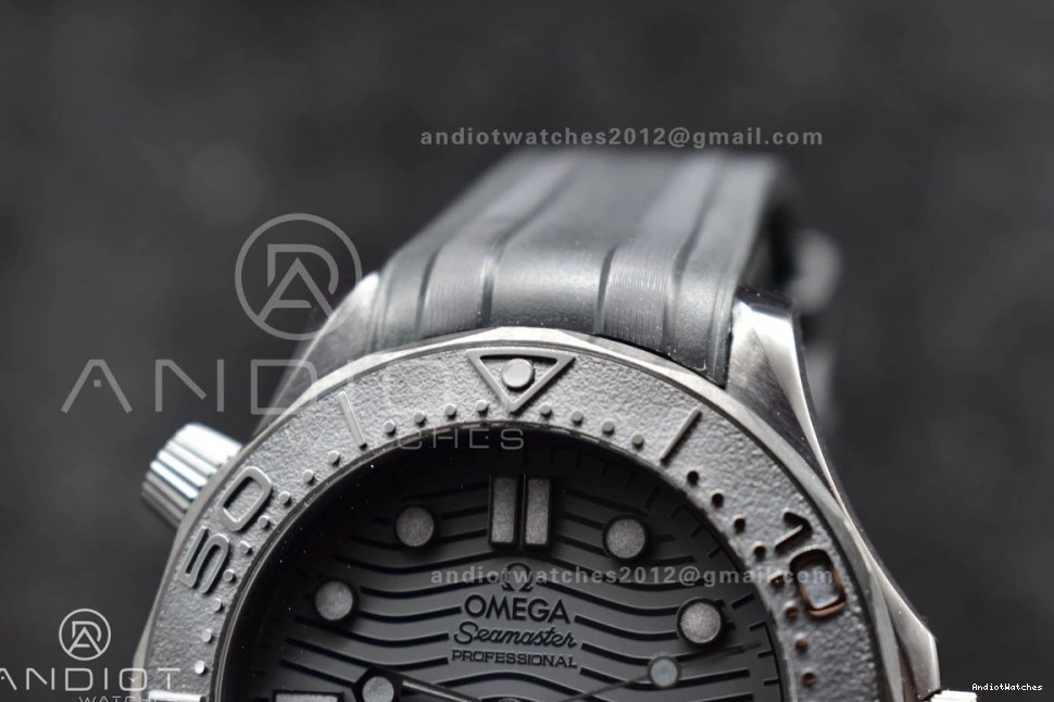 1066 43.5mm on Black Dial Black Best 1:1 Ceramic VSF Edition Strap Black Rubber Durable Seamaster A 300m 0430